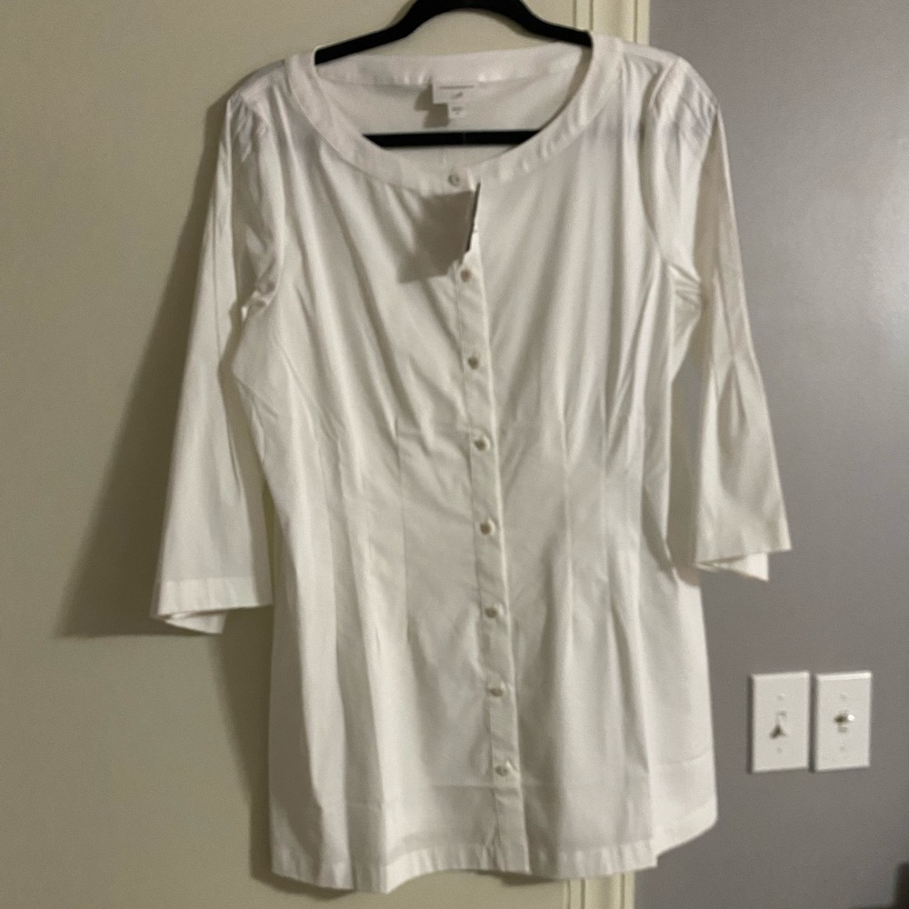 J. Jill size medium button up shirt. Brand new with tags. BNWT white